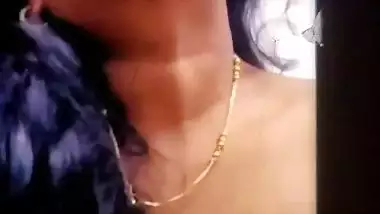 MILF horny expression with big boobs showing