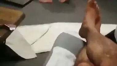 Cuckold sees his desi nude wife getting fucked by a servant