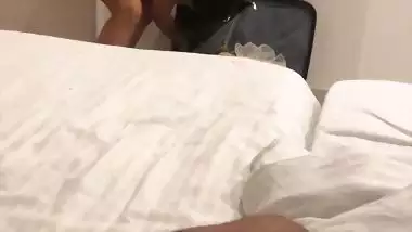 Wife in hotel room during honeymoon walks nude