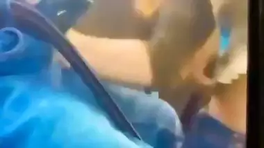 GF gives an Indian blowjob to her BF in the car