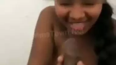 Brown dick sucking of boyfriend in shyness by college girl