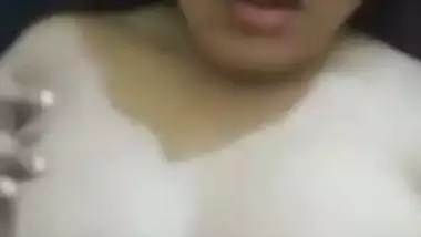 Boob press video with fucking of busty Indian girlfriend
