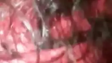 Lovely girl with big boobs and hairy pussy fingers her pussy