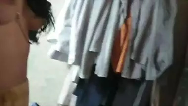 Cute bhabhi boob press by devar while topless