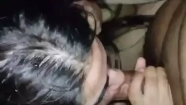 Hot girl in blanket gives blowjob to her boyfriend