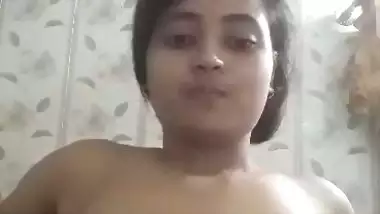 Sexy Bengali girl topless selfie video making