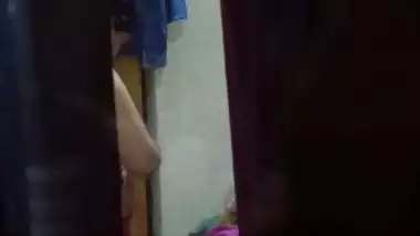Sexy ass mom dress change caught by son from next room