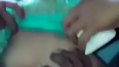 Horny Indian female un green helps man relax touching her XXX boobs