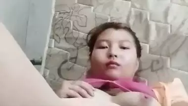 Nepali girl masturbating using big cucumber