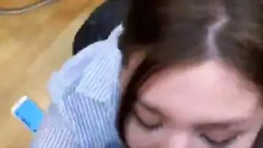 Salon Working Girl Sucking Owners Cock after Closing