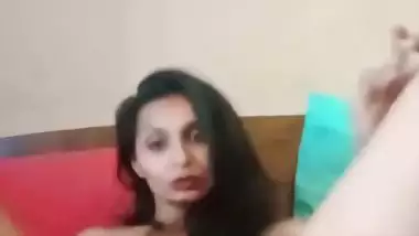 Fingering oily pussy in thinking of lover by horny bhabhi