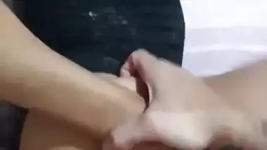 Sexy girl in lingerie sucks lover’s dick in NRI porn